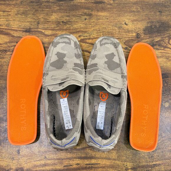 Rothys Mens Size 7.5 The Driving Loafer Gray Desert Camo Shoes Washable Comfort main image 6